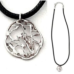 Silver - Abstract Pendant Rope Necklace!